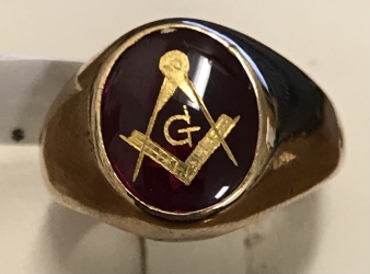 10k Red Stone Masonic Ring 