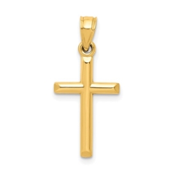 10k Polished Hollow Cross Pendant 