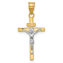 10K Two-tone INRI Crucifix Pendant 