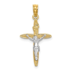 10K with Rhodium INRICrucifix Charm 