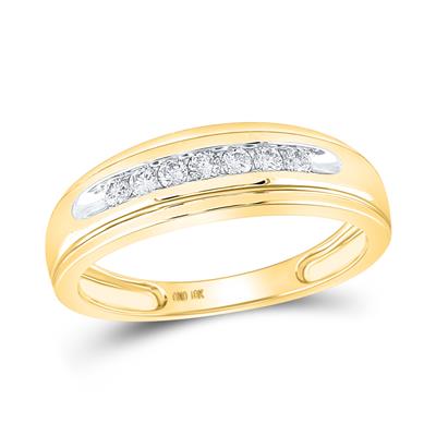 Men's 10k Yellow Gold Round Diamond Wedding Channel-set Band 1/4 Cttw 