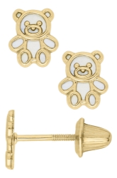 Teddy Bear Pearl Baby Earrings 