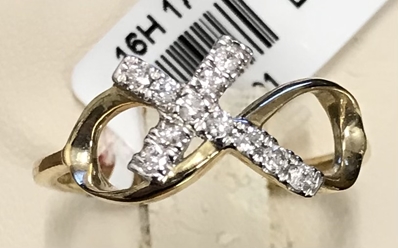 Ladies Diamond Infinity Cross Ring 