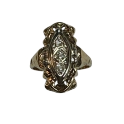 14k Yellow Gold Antique Ladies Diner Ring 