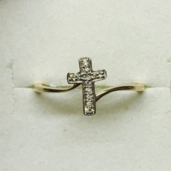 10K Yellow Gold Diamond Cross Ring 