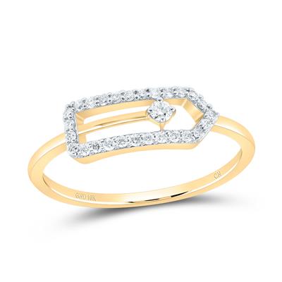 10K Yellow Gold Diamond Fashion Paper Clip Ring 