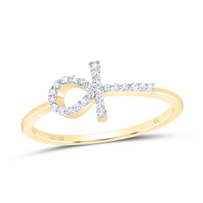 10K Yellow Gold Diamond Ankh Ring 