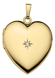 14k Yellow Gold Filled Heart Diamond Locket 