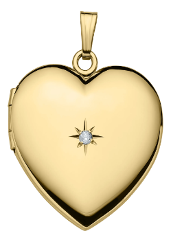 14k Yellow Gold Filled Heart Diamond Locket 