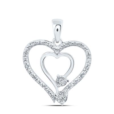 Sterling Diamond Heart Pendant 