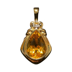 14k Yellow Gold Citrine & Diamond Peal Enhancer 