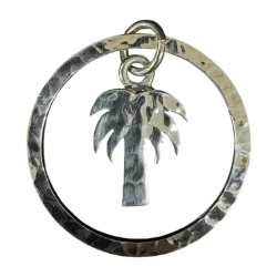 Sterling Silver Palmetto Tree Pendant 