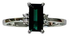 Green Tourmaline and Diamond Ring 