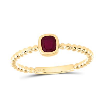 14K Yellow Gold Solitaire Ruby Ring 