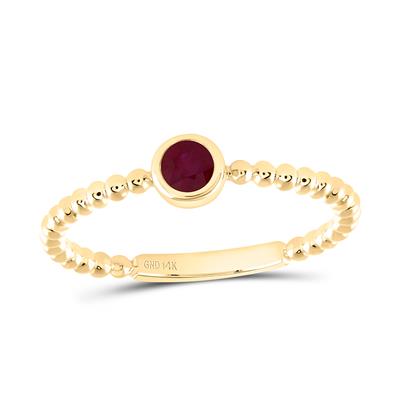 14K Yellow Gold Solitaire Ruby Ring 