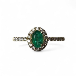 14K Yellow Gold Emerald & Diamond Ring 