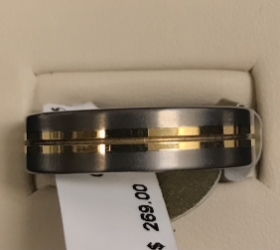8mm Titanium and Gold Wedding Band 