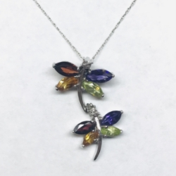 Diamond & Color Dragonfly Pendant 