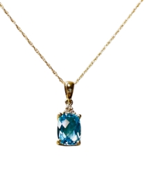 Blue Topaz and Diamond Pendant 