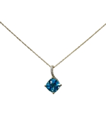 Blue Topaz and Diamond Pendant 