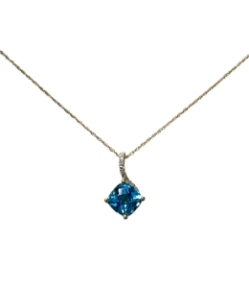 Blue Topaz and Diamond Pendant 