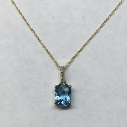 Blue Topaz & Diamond Pendant 