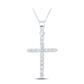10k White Gold Round Diamond Cross Pendant 