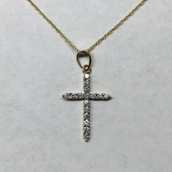 10K Yellow Gold Diamond Cross Pendant 