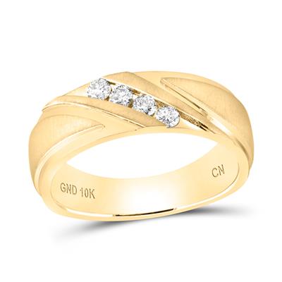 10k Yellow Gold Round Diamond Wedding Band 1/4 Cttw 
