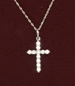 14K 1/4CTW DIAMOND CROSS 
