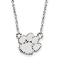 Sterling Rhodium-plated Clemson Tiger Paw Pendant 