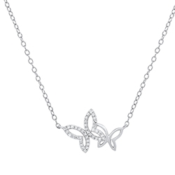 Ladies 10KT yellow Gold .15 Ct. TW Diamond Butterfly Pendant With 18" Chain 