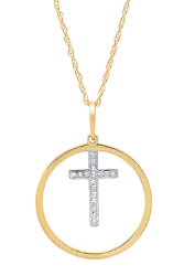 10k Diamond cross in circle 