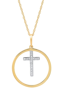 10k Diamond cross in circle 