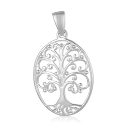 Silver Oak Tree Pendant 