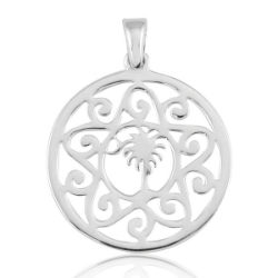 Southern Gates Scroll Framed Palmetto Tree & Moon Pendant 
