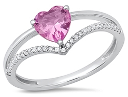 Sterling Pink Topaz Heart Ring 
