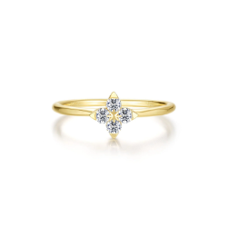 Sterling Gold Plated Flower Ring .12ctw 