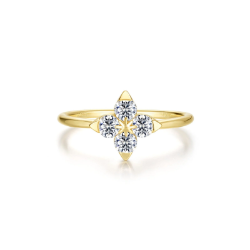 Sterling Gold Plated Flower Ring .44ctw 