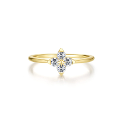 Sterling Gold Plated Flower Ring .20ctw 