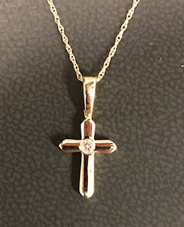 10k Cross with Diamond and 18" chain 