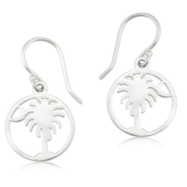 Round Palmetto Tree & Moon Earrings 