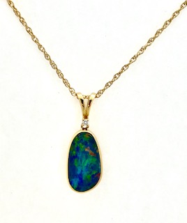 Opal with Diamond Pendant 