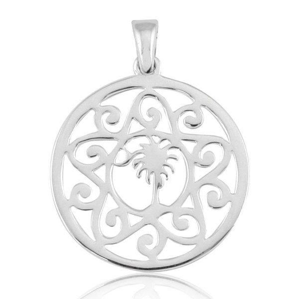 Southern Gates Scroll Framed Palmetto Tree & Moon Pendant 